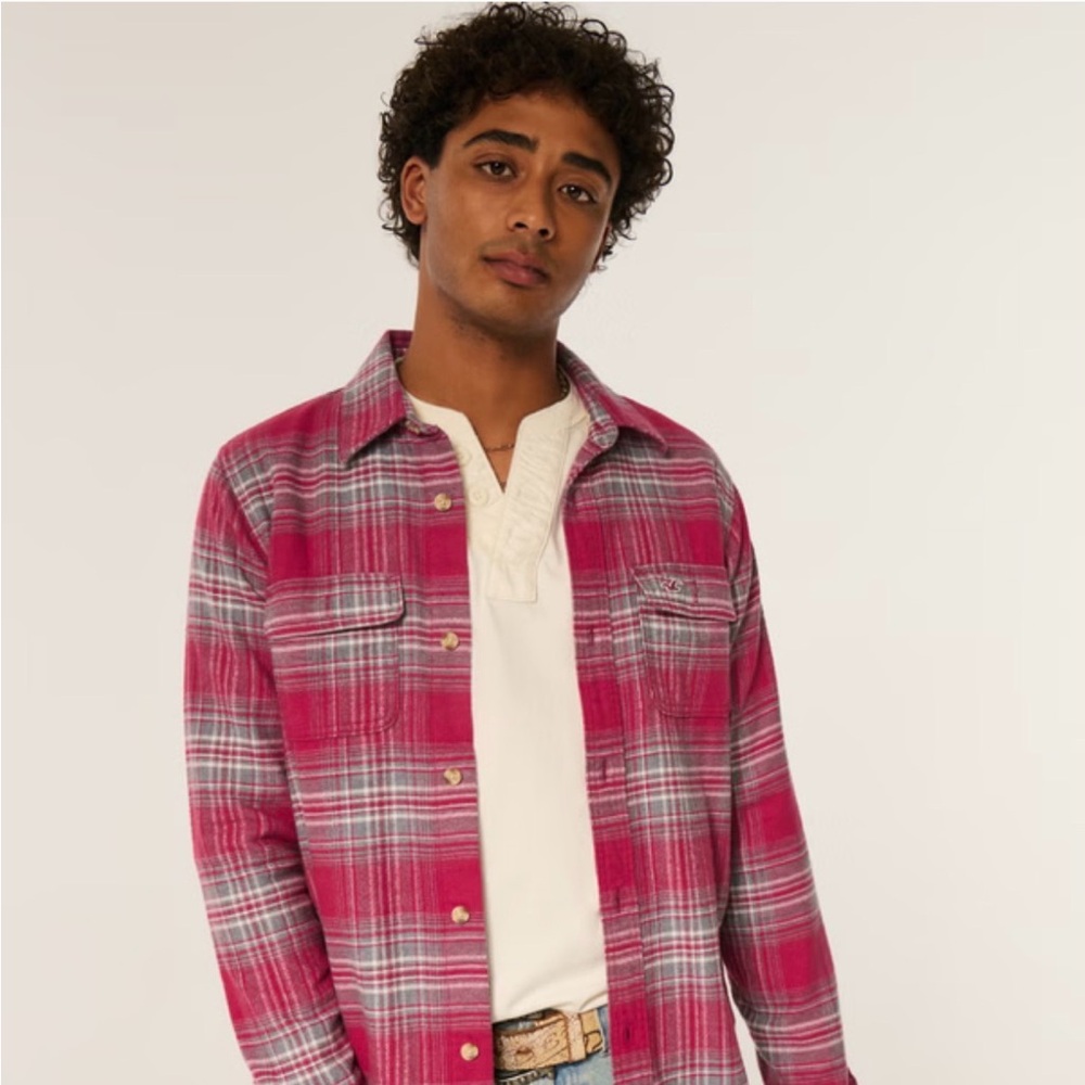New with tags Men's Hollister large red and grey flannel